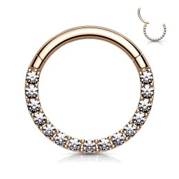 Anneau Clicker Rose Gold PVD Pavé Zircons Blancs Daith Septum – 6, 8 et 10 mm | Piercing Street