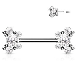 Piercing Téton Barbell Push-In Motif Papillon Zircons Blancs – 14 mm