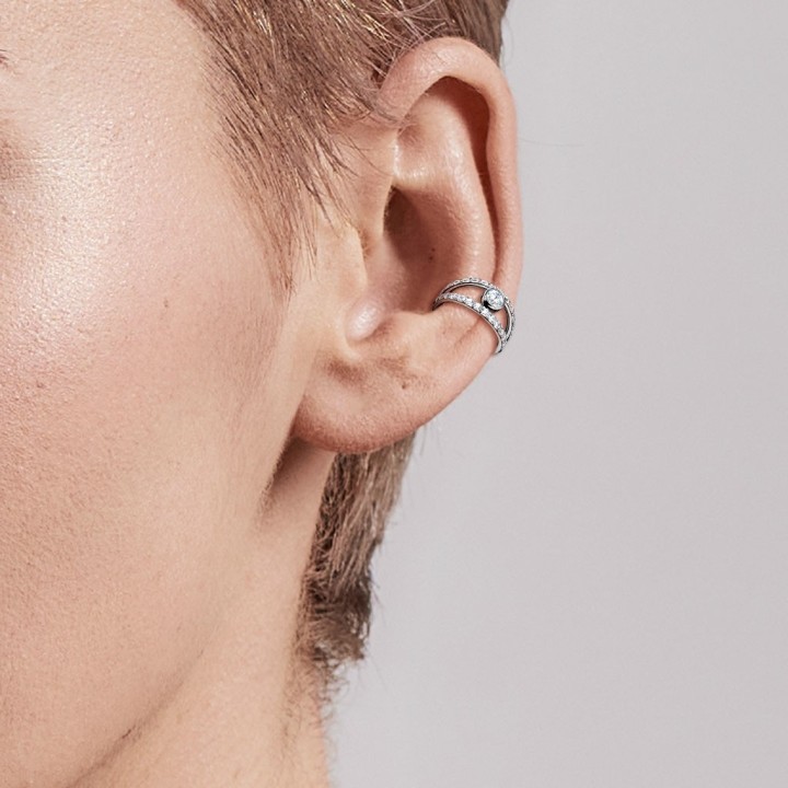 Piercing Conch Anneau Clicker Double Rangée Strass Zircon Central – 8 mm | Piercing Street