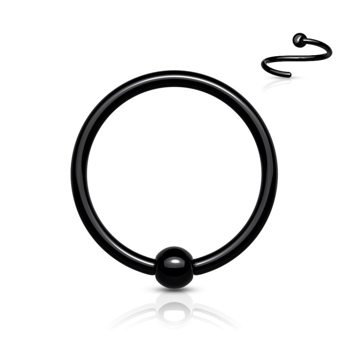 Anneau Captif Nez Cartilage Titane ASTM F136 Noir PVD – 0,8 et 1 mm | Piercing Street