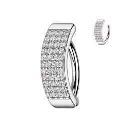 Piercing Nombril Anneau Clicker 4 Rangées Zircons Blancs Plaqué Rhodium | Piercing Street