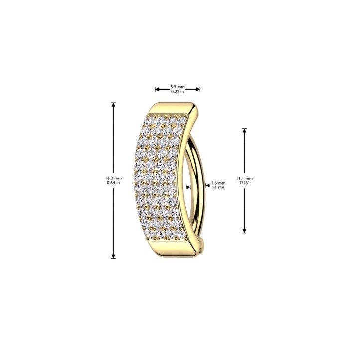 Piercing Nombril Anneau Clicker Doré Or 14K – 4 Rangées Zircons Blancs | Piercing Street