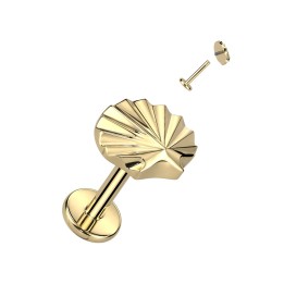 Piercing Oreille Labret Titane ASTM F136 Doré PVD Motif Coquillage – 8 mm | Piercing Street