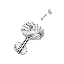 Piercing Oreille Labret Titane ASTM F136 Argenté Motif Coquillage – 8 mm | Piercing Street