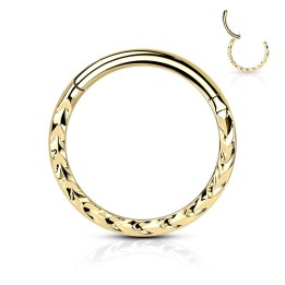 Anneau Clicker Oreille Doré PVD Motif Chevrons – 6, 8 et 10 mm | Piercing Street