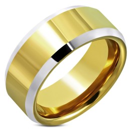 Bague Tungstène Bicolore Doré et Argenté 8,5 mm – Tailles 54 à 69 | Piercing Street
