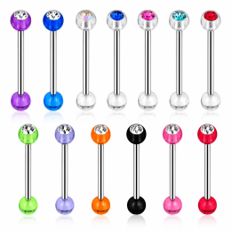 Piercing langue acrylique strass