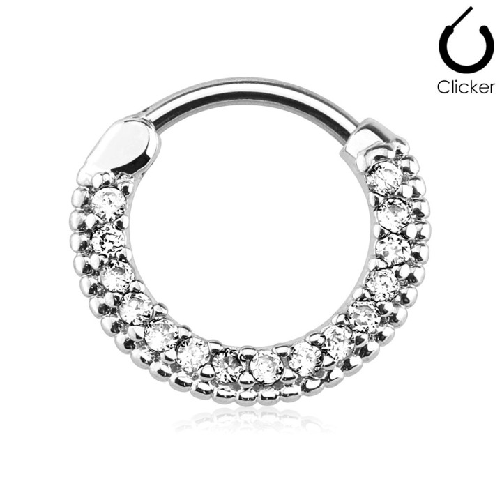 Piercing Septum Clicker Pavé Zircons Blancs – 10 mm | Piercing Street