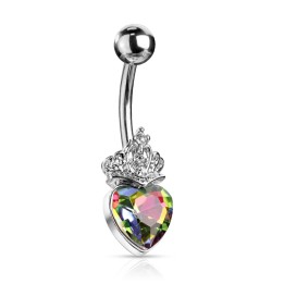 Piercing Nombril Cœur Couronne Cristal Vitrail | Piercing Street