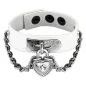 Bracelet cuir blanc cadenas coeur