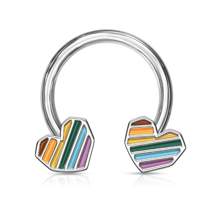Piercing Fer à Cheval Cœur Arc-en-Ciel - Daith, Septum | Piercing Street