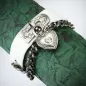 Bracelet cuir blanc cadenas coeur