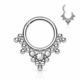 Piercing Septum Clicker Titane ASTM F136 Style Tribal Billes & Cristaux – 8 et 10 mm | Piercing Street