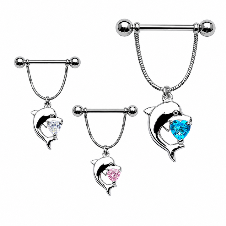 Piercing Téton Bouclier Pendentif Dauphin