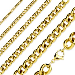 Chaîne Maille Gourmette Acier Doré PVD – Plusieurs Largeurs et Longueurs | Piercing Street