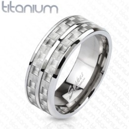 Bague titane fibre de carbone blanche