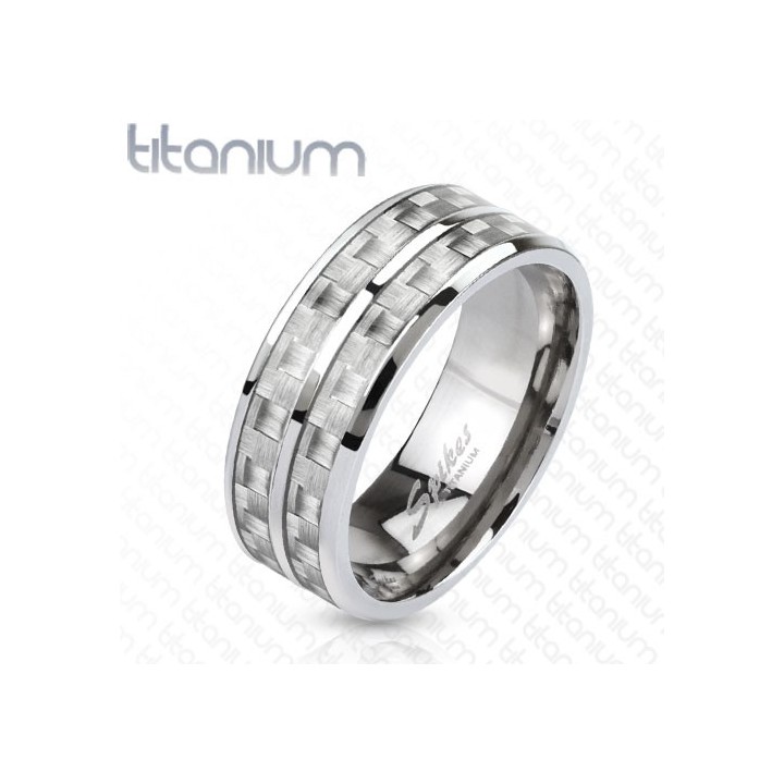 Bague titane fibre de carbone blanche