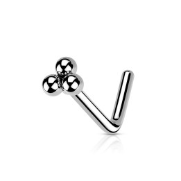 Piercing Nez Argenté Trèfle 3 Billes Coudé – 0,8 et 1,0 mm | Piercing Street