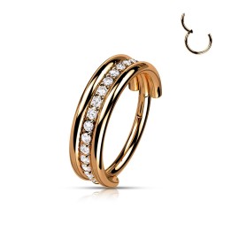 Piercing Conch Titane ASTM F136 Rose Gold PVD Triple Anneau Zircons Blancs – 8 et 10 mm | Piercing Street