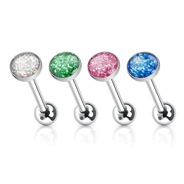 Lot de 4 Piercing langue dôme à paillettes