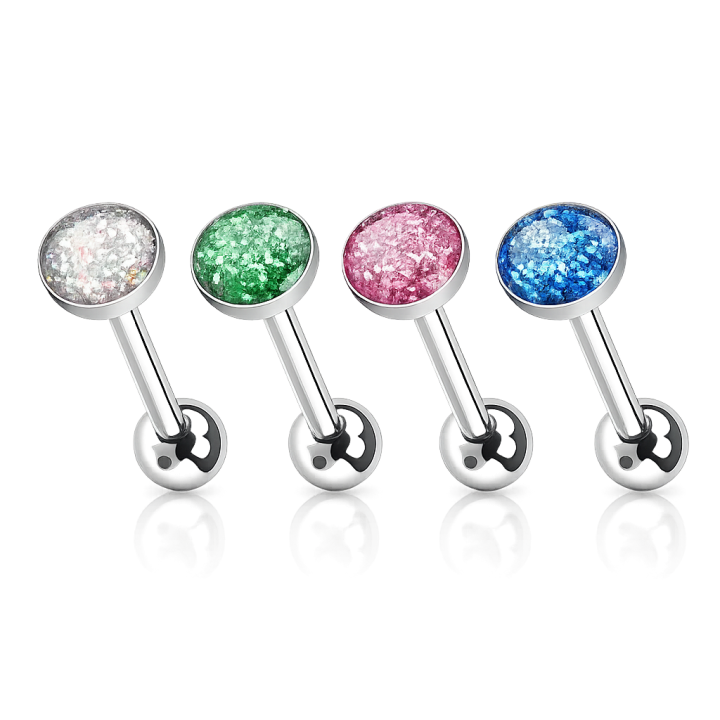 Lot de 4 Piercing langue dôme à paillettes