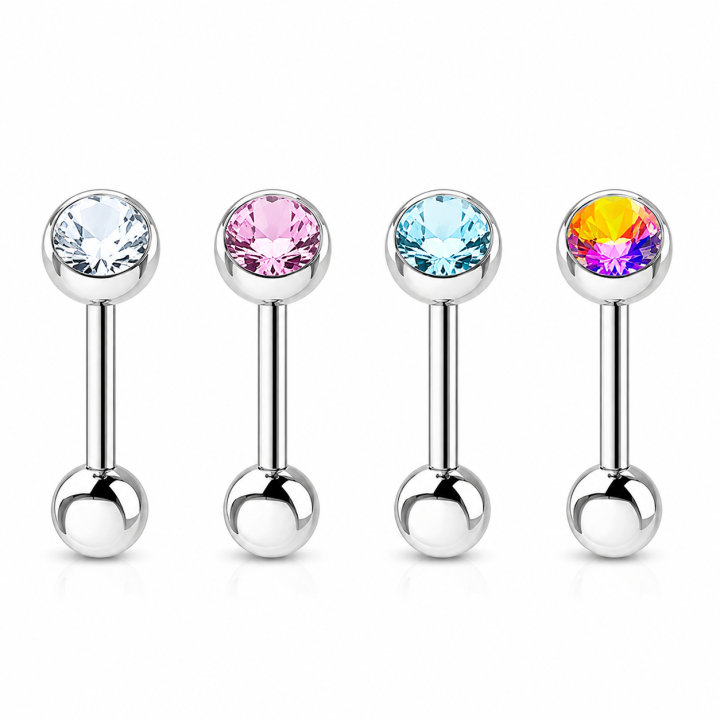 Lot de 4 piercing cartilage acier chirurgical strass
