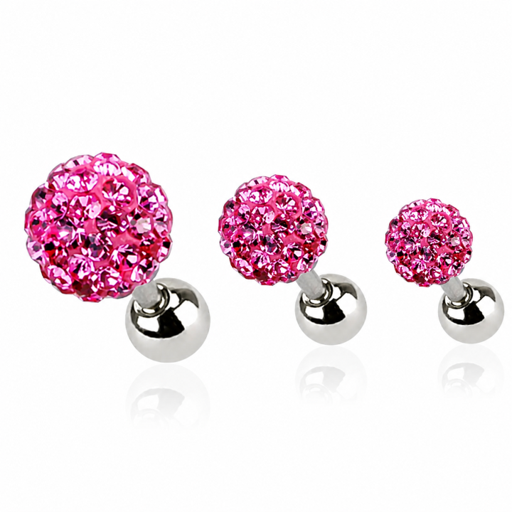Lot de 3 piercing cartilage cristaux rose