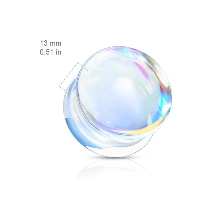 Plug Oreille Verre Double Évasement Effet Irisé Multicolore – 6 à 16 mm | Piercing Street