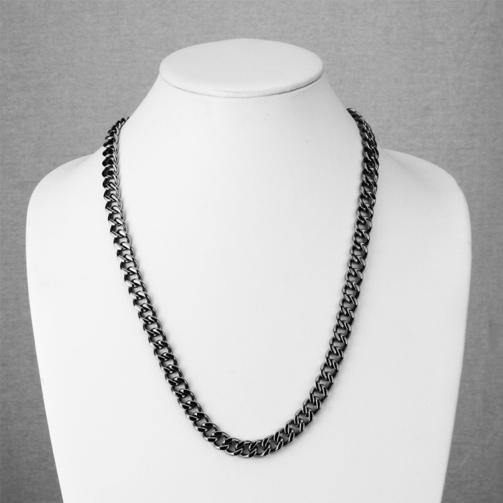 Chaîne Maille Gourmette Acier Noir PVD – Plusieurs Largeurs et Longueurs | Piercing Street