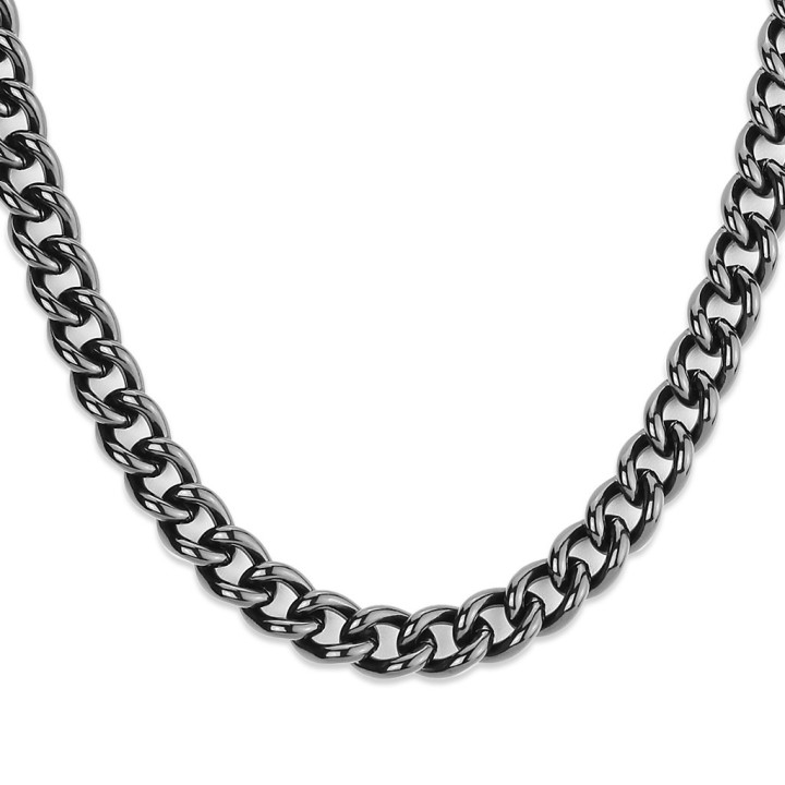 Chaîne Maille Gourmette Acier Noir PVD – Plusieurs Largeurs et Longueurs | Piercing Street