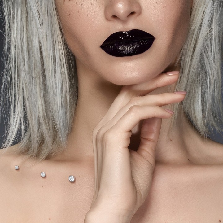 Piercing micro dermal en Or blanc 14 Carats Gemme