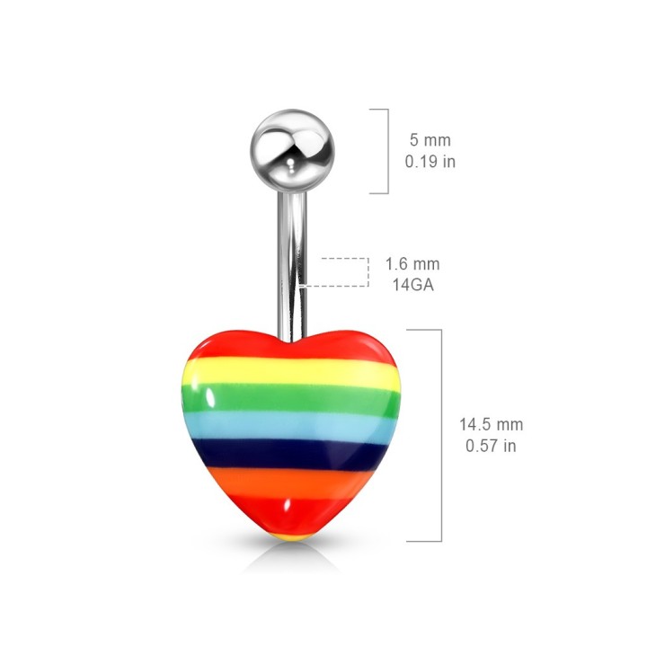 Piercing nombril coeur gay pride