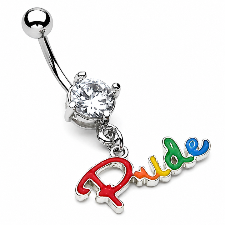 Piercing nombril Pride avec strass – Bijou arc-en-ciel symbolique
