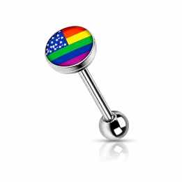 Piercing langue LGBT drapeau étoiles