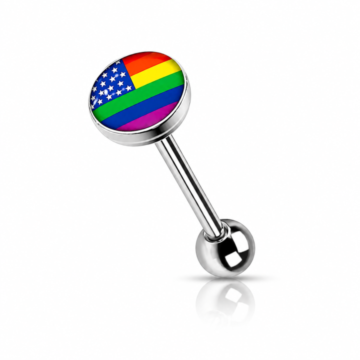 Piercing langue LGBT drapeau étoiles