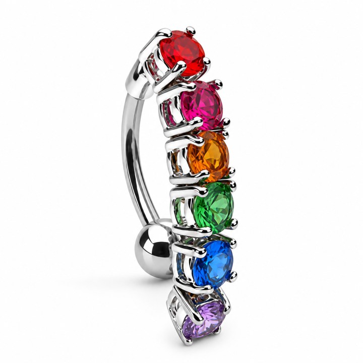 Piercing nombril inversé arc-en-ciel – Couleurs gay ?