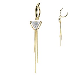 Piercing Nombril Anneau Clicker Doré Zircon Triangle & Triple Chaîne | Piercing Street