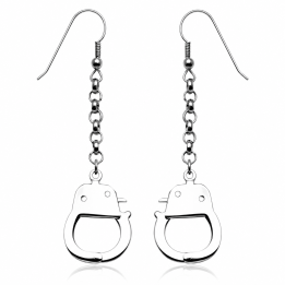 Boucles d'Oreilles à Crochets Acier Pendentif Menottes | Piercing Street