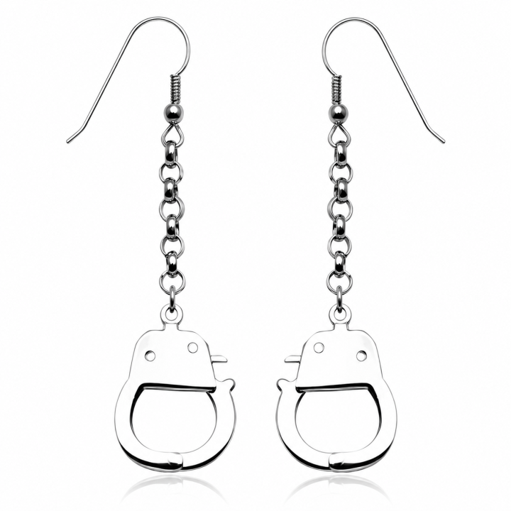 Boucles d'Oreilles à Crochets Acier Pendentif Menottes | Piercing Street