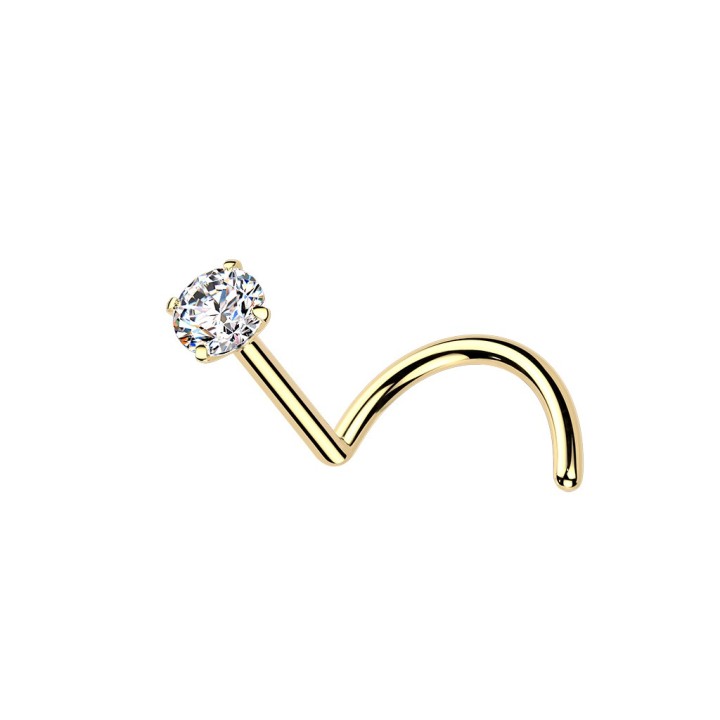 Piercing Nez Titane ASTM F136 Doré 24K PVD – Moissanite Ronde D Color VVS | Piercing Street