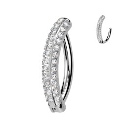Piercing Nombril Anneau Clicker Titane ASTM F136 – Triple Rangée Moissanites | Piercing Street