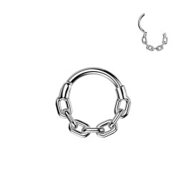 Piercing Hélix Cartilage Anneau Clicker Acier 316L Argenté – Motif Chaîne à Maillons | Piercing Street
