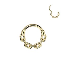 Piercing Hélix Cartilage Anneau Clicker Acier 316L Doré PVD – Motif Chaîne à Maillons | Piercing Street