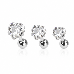 Lot de 3 piercing cartilage gemme coeur