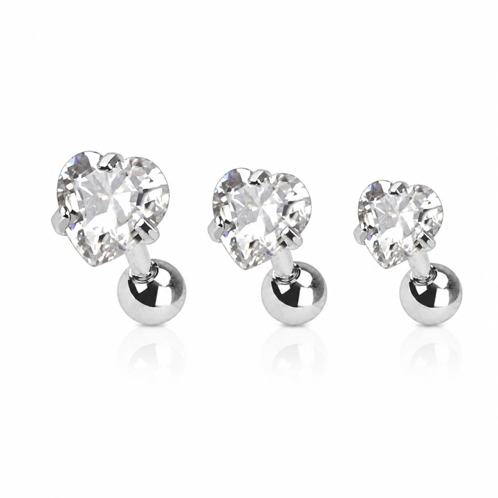 Lot de 3 piercing cartilage gemme coeur