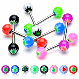 Lot de 8 piercing langue acrylique feuille de cannabis