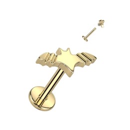 Piercing Oreille Labret Titane ASTM F136 Doré PVD – Chauve-Souris | Piercing Street
