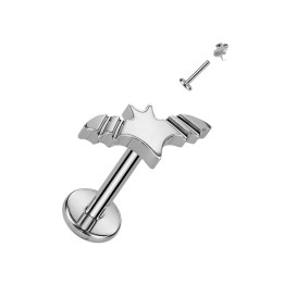 Piercing Oreille Labret Titane ASTM F136 Argenté – Chauve-Souris | Piercing Street