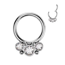 Anneau Clicker Zircons Argenté Acier 316L – Daith & Septum | Piercing Street