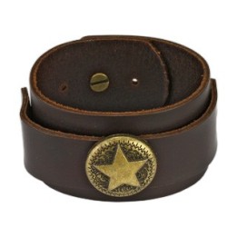 Bracelet homme cuir marron médaillon